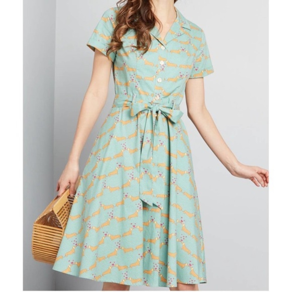 Eva Rose ModCloth Dachshund Dress Weiner Dog Small